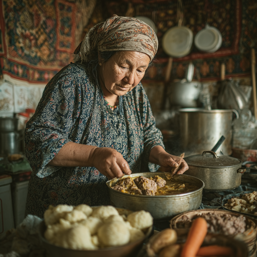 Счастливая пожилая пара готовит здоровую еду на кухне