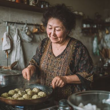 Группа активных пожилых людей за здоровым обедом